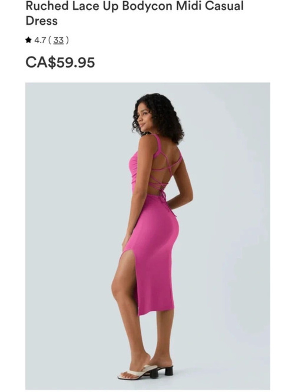 Halara Ruched Lace Up Bodycon Midi Casual Dress NWT size M